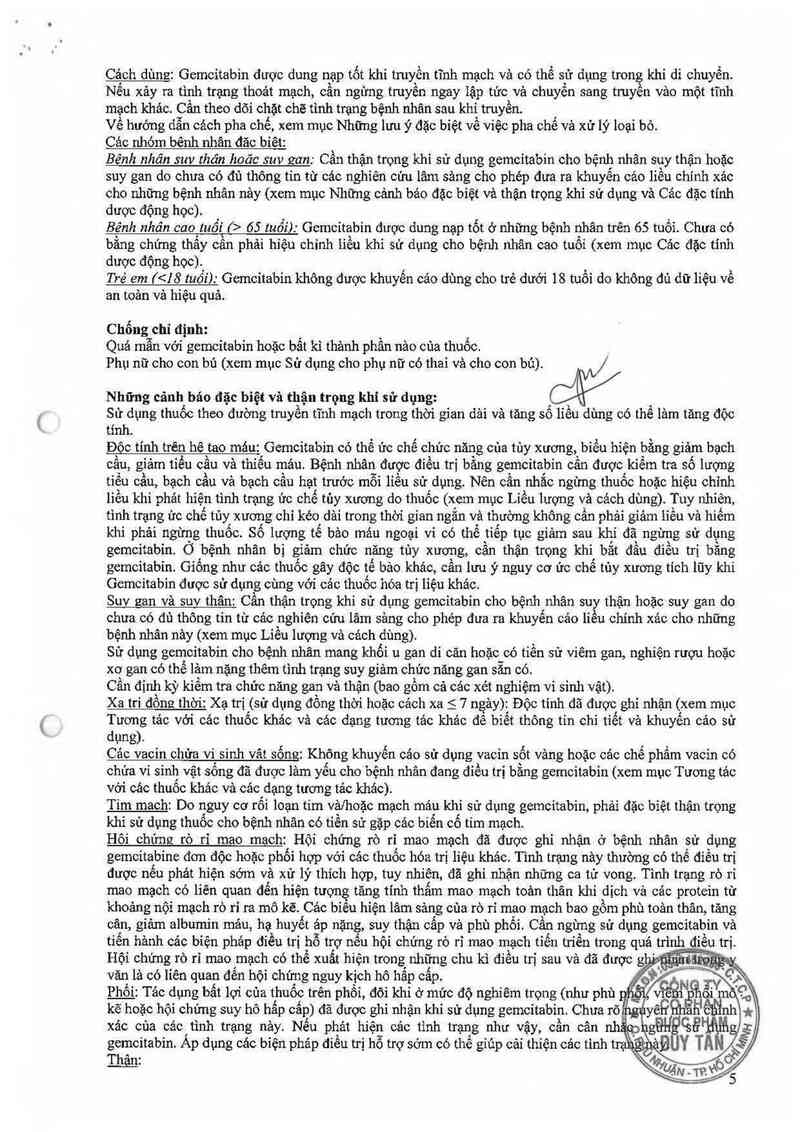 thông tin, cách dùng, giá thuốc Gemcitabine PCH 1000 mg - ảnh 7