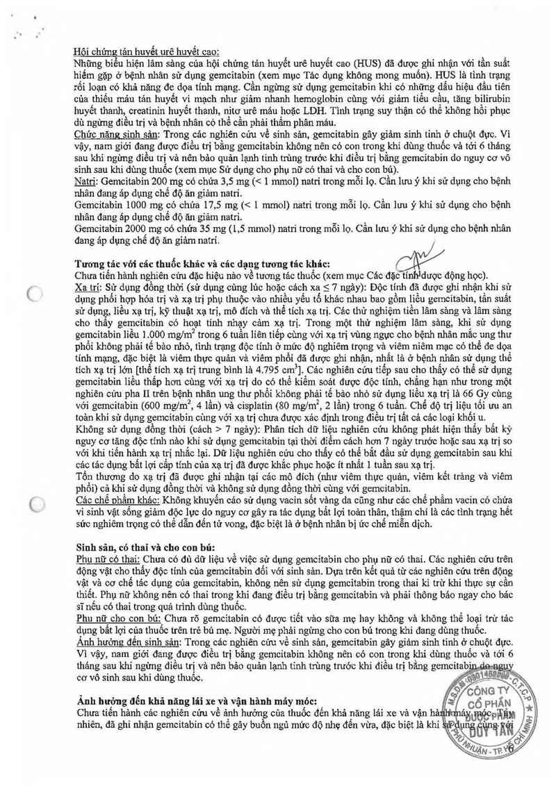 thông tin, cách dùng, giá thuốc Gemcitabine PCH 1000 mg - ảnh 8