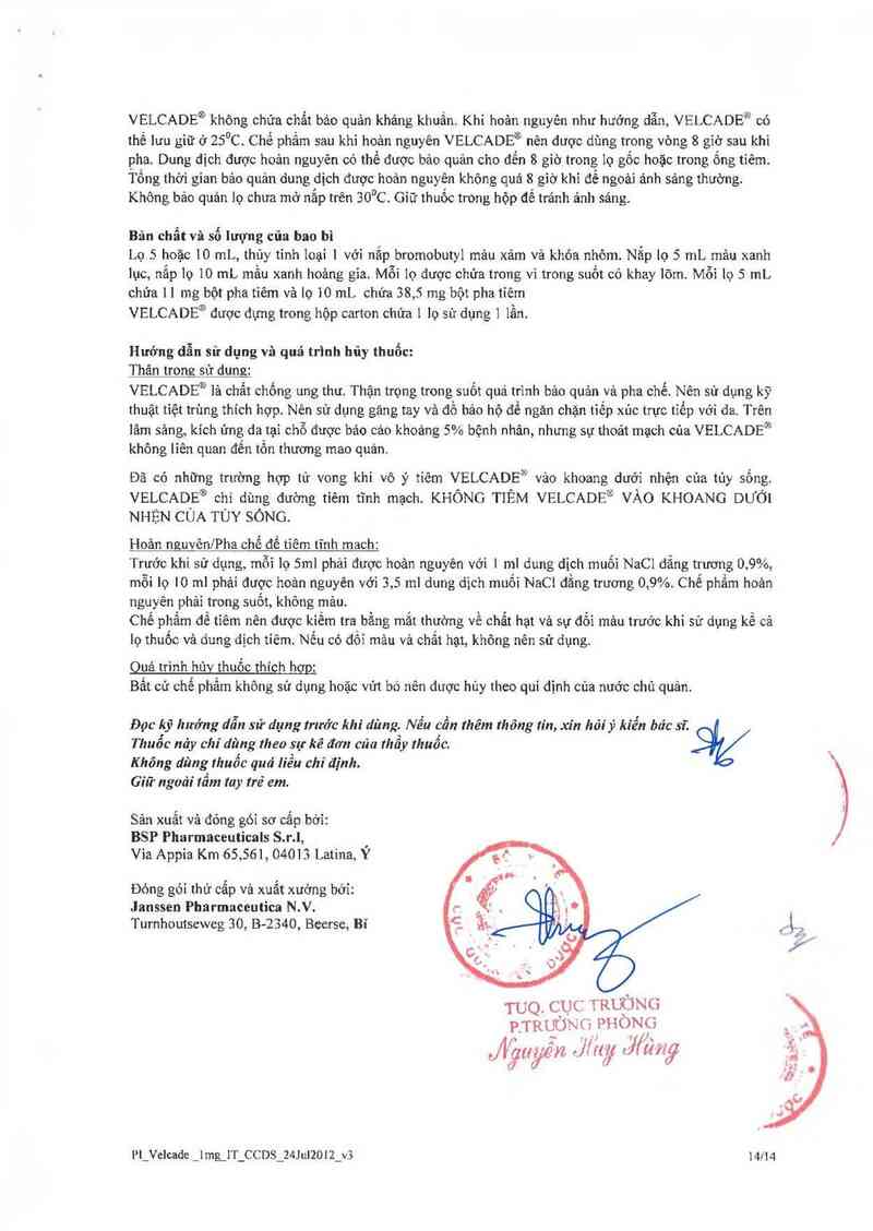 thông tin, cách dùng, giá thuốc Velcade - ảnh 15
