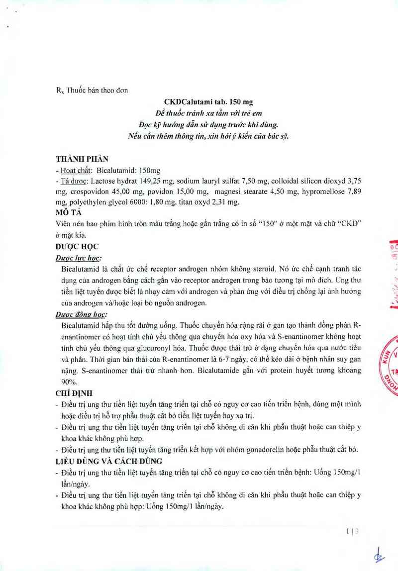 thông tin, cách dùng, giá thuốc CKDCalutami tab. 150mg - ảnh 4