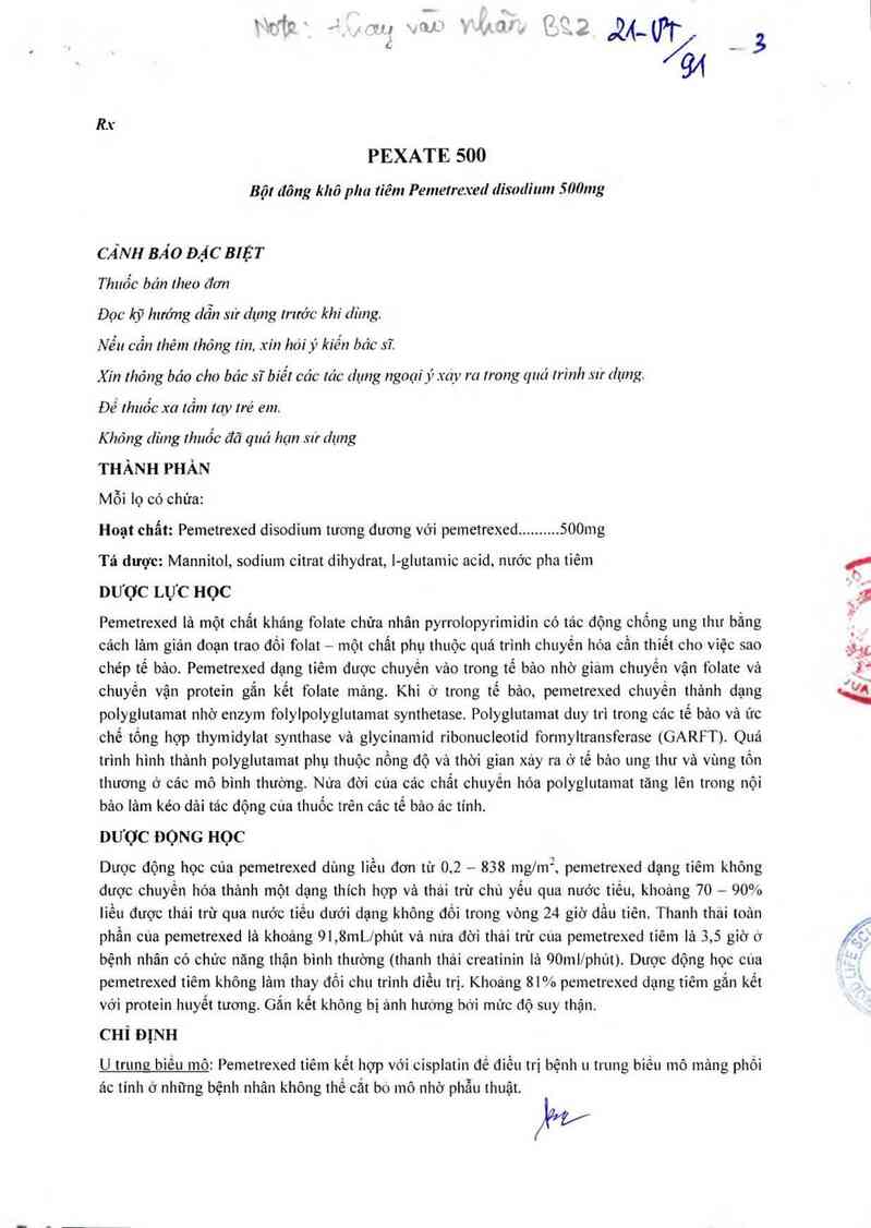 thông tin, cách dùng, giá thuốc Pexate 500 - ảnh 1