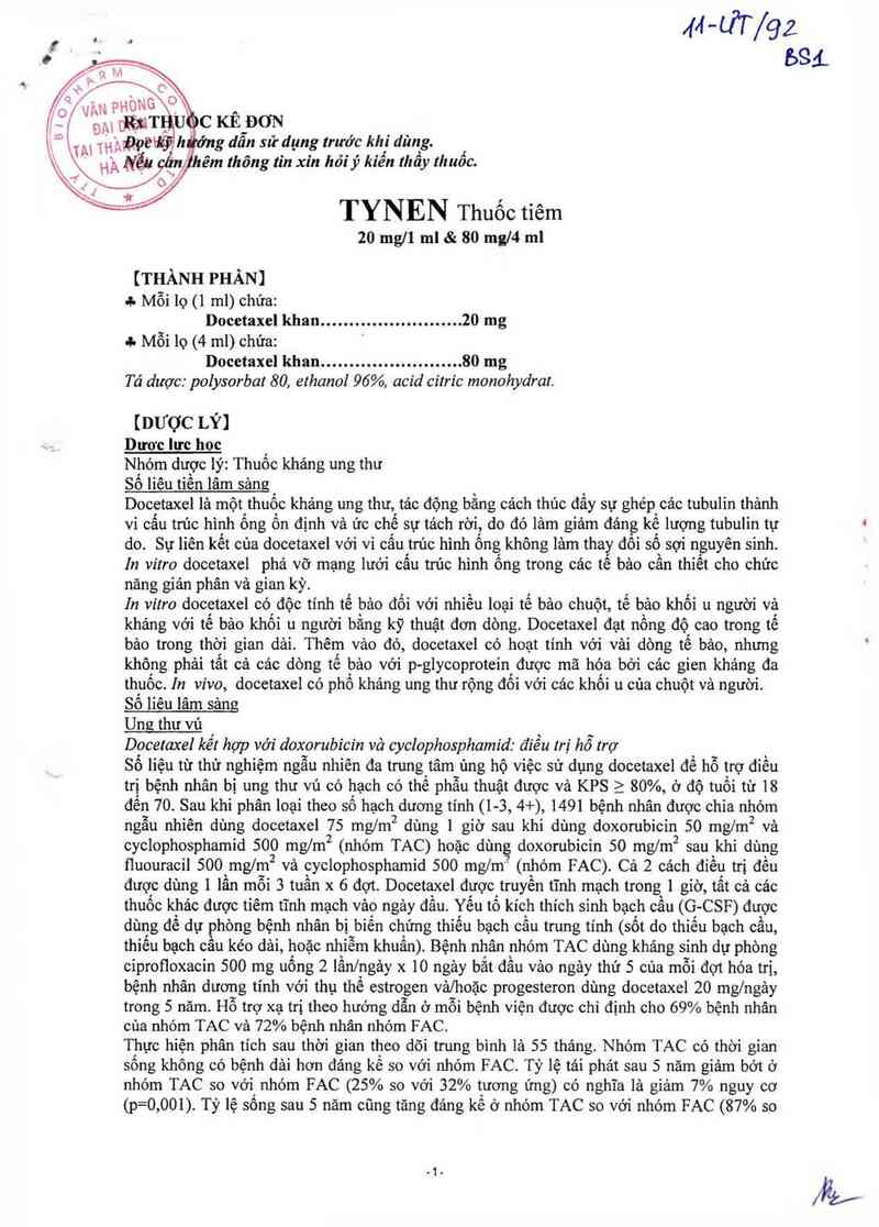 thông tin, cách dùng, giá thuốc Tynen Injection - ảnh 2