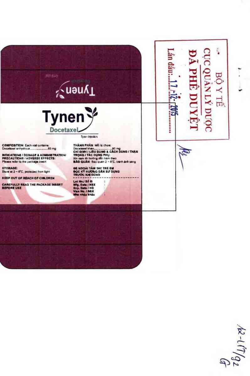 thông tin, cách dùng, giá thuốc Tynen Injection - ảnh 1