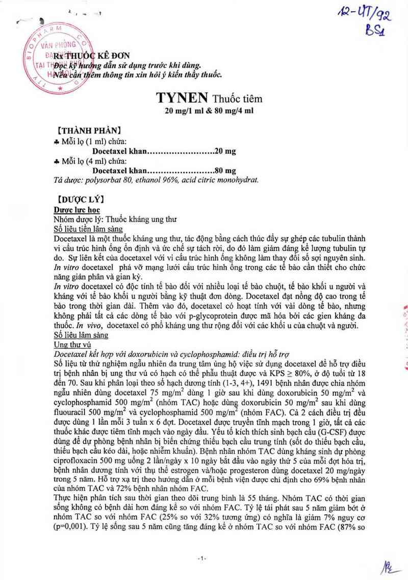thông tin, cách dùng, giá thuốc Tynen Injection - ảnh 2