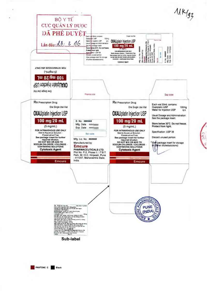 thông tin, cách dùng, giá thuốc Oxaliplatin Injection USP 100mg/20ml - ảnh 0