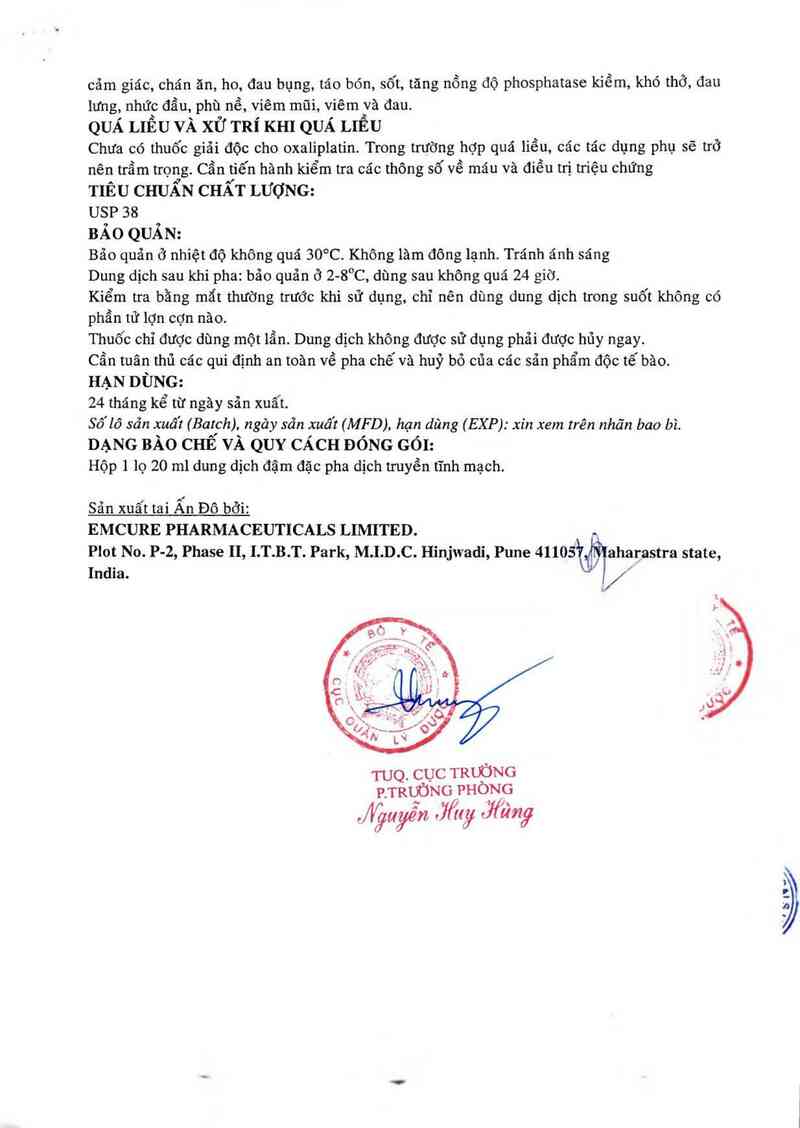 thông tin, cách dùng, giá thuốc Oxaliplatin Injection USP 100mg/20ml - ảnh 6