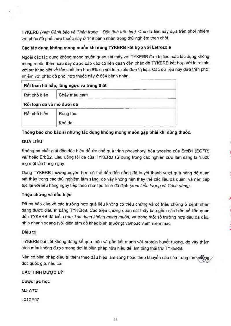thông tin, cách dùng, giá thuốc Tykerb (Cơ sở đóng gói, xuất xưởng: GlaxoSmithKline Australia Pty Ltd, địa chỉ: 1061 Mountain Highway, Boronia Victoria 3155, Australia) - ảnh 12