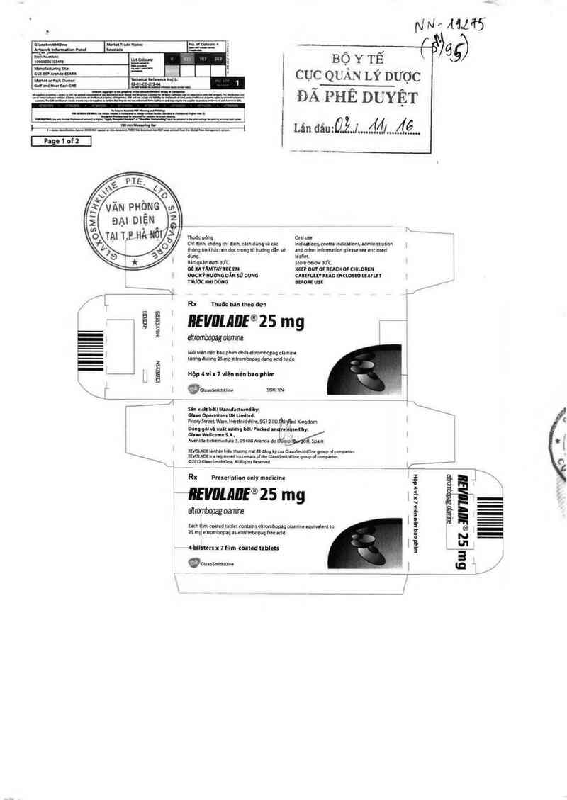 thông tin, cách dùng, giá thuốc Revolade 25mg - ảnh 0