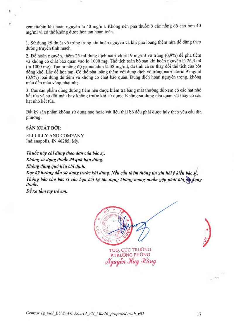 thông tin, cách dùng, giá thuốc Gemzar - ảnh 20