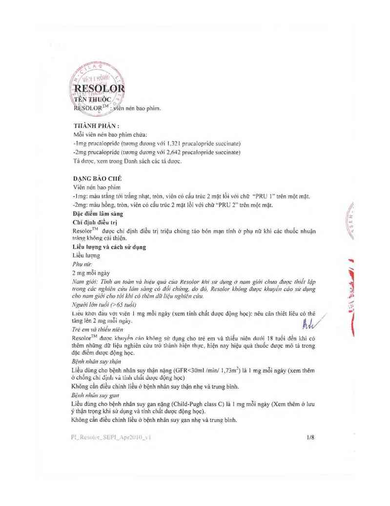 thông tin, cách dùng, giá thuốc Resolor 1mg - ảnh 3