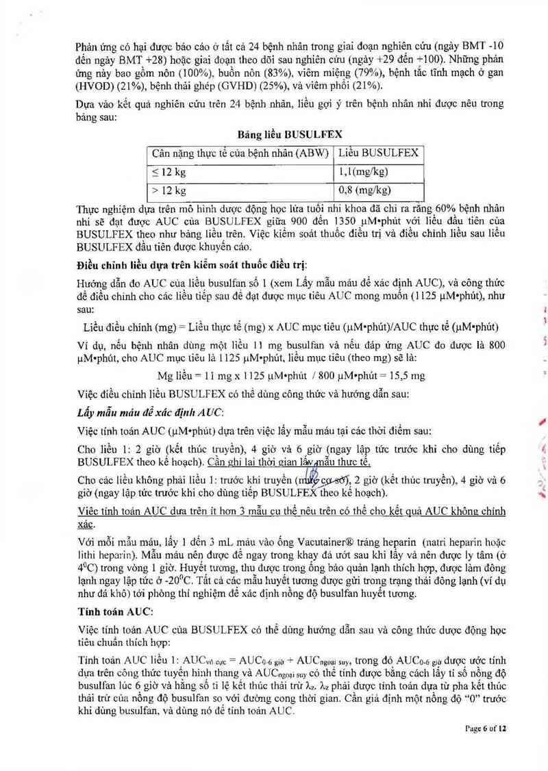 thông tin, cách dùng, giá thuốc IV Busulfex (Busulfan) Injection - ảnh 7
