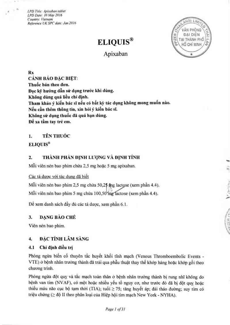 thông tin, cách dùng, giá thuốc Eliquis - ảnh 3