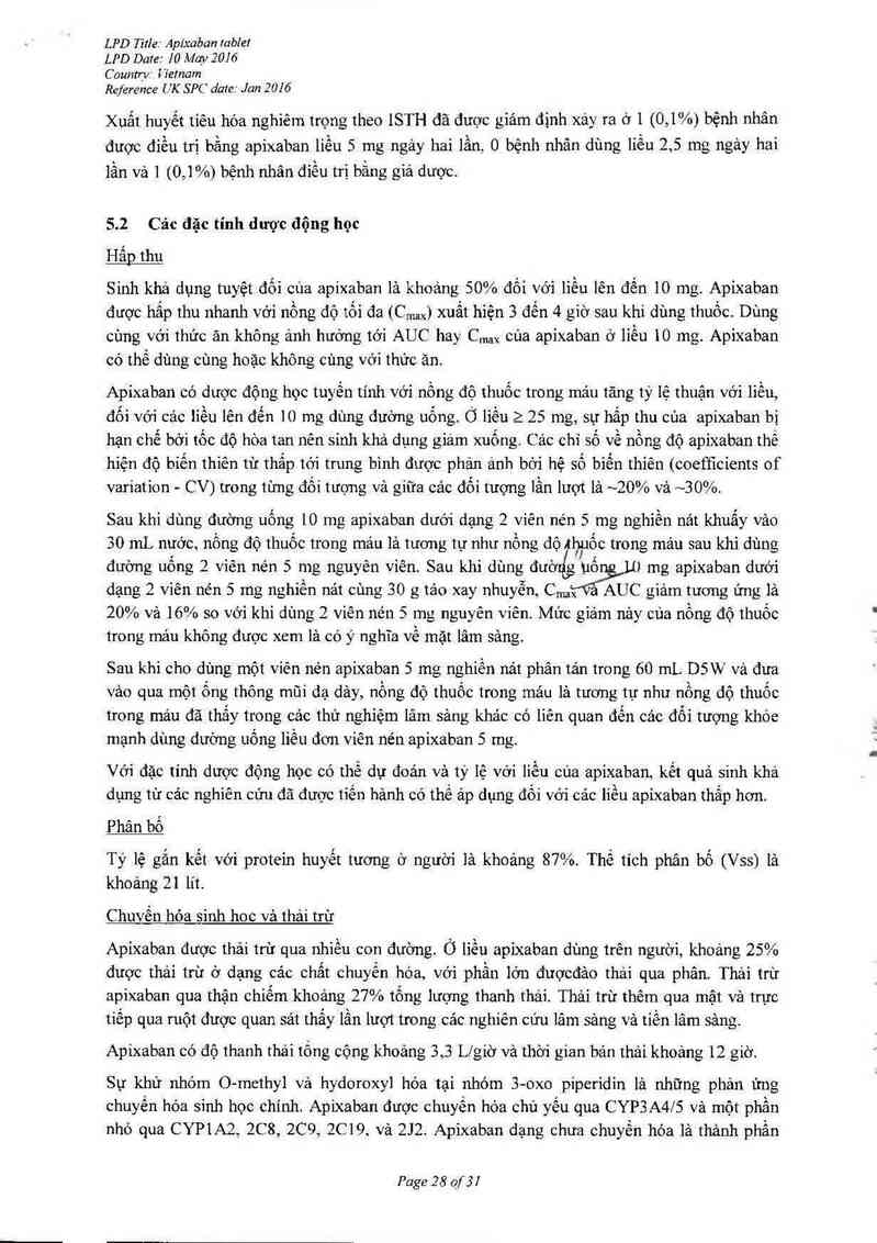 thông tin, cách dùng, giá thuốc Eliquis - ảnh 30