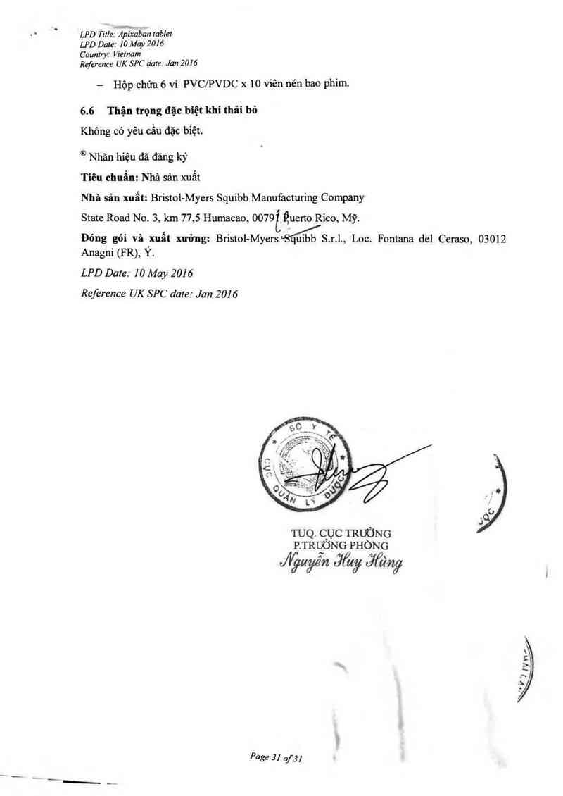 thông tin, cách dùng, giá thuốc Eliquis - ảnh 33