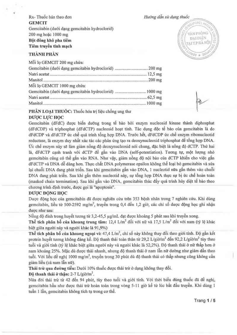 thông tin, cách dùng, giá thuốc Gemcit - ảnh 2