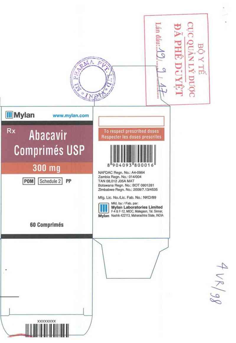 thông tin, cách dùng, giá thuốc Abacavir Tablets USP 300mg - ảnh 1