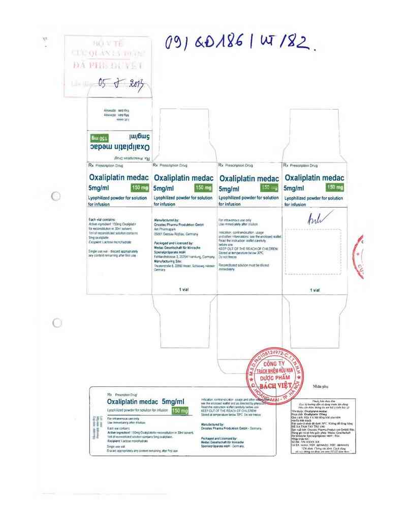 thông tin, cách dùng, giá thuốc Oxaliplatin Medac (Cơ sở đóng gói: Medac Gesellschaft fur Klinische Spezialpraparate mbH, đ/c: Theaterstrasse 6, 22880 Wedel, Germany) - ảnh 0