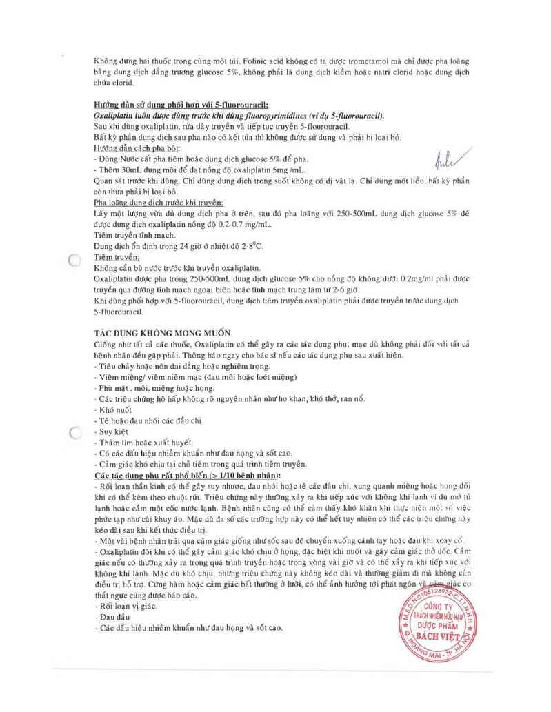 thông tin, cách dùng, giá thuốc Oxaliplatin Medac (Cơ sở đóng gói: Medac Gesellschaft fur Klinische Spezialpraparate mbH, đ/c: Theaterstrasse 6, 22880 Wedel, Germany) - ảnh 4