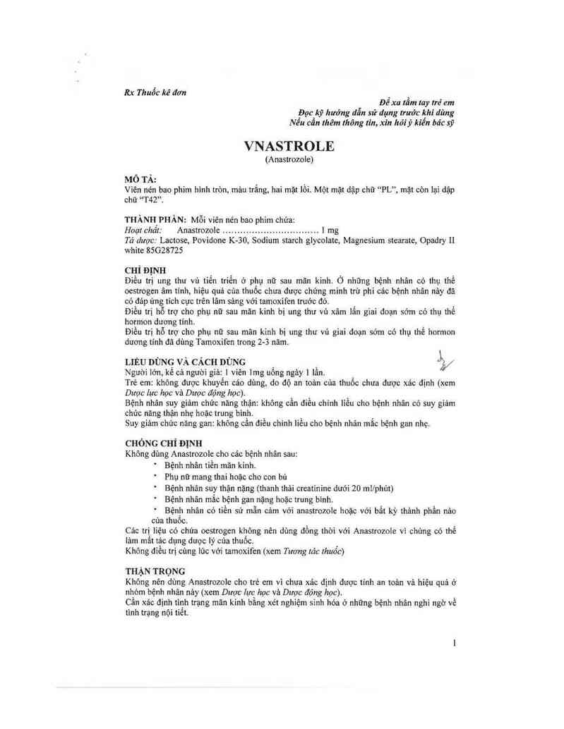 thông tin, cách dùng, giá thuốc Vnastrole - ảnh 3