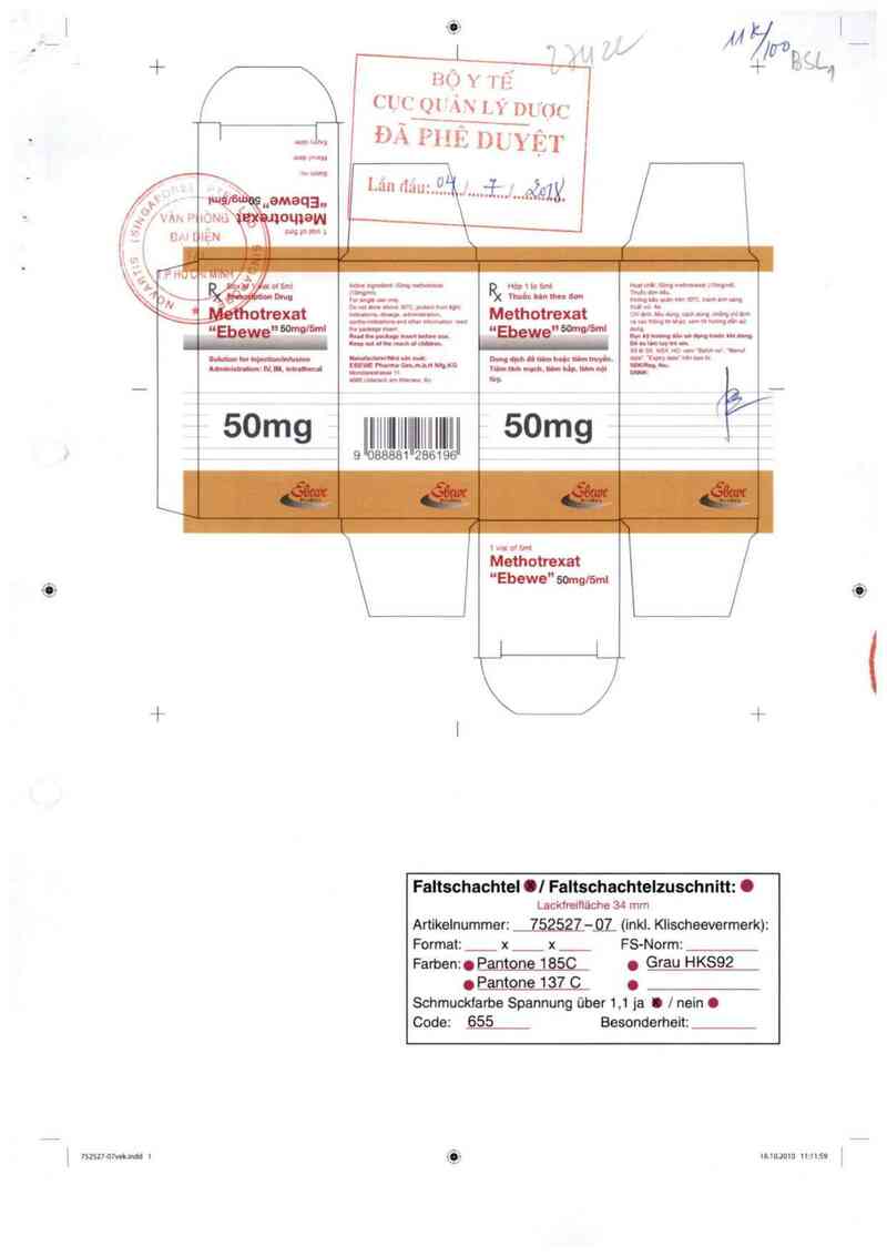 thông tin, cách dùng, giá thuốc Methotrexat ~ebewe~ 50mg/5ml - ảnh 0