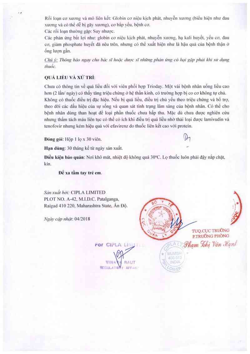 thông tin, cách dùng, giá thuốc Trioday (Tablets) - ảnh 16